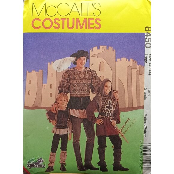 UNCUT Vintage McCalls 8450 Medieval Costume Sewing Pattern for Men Sz Large - Picture 1 of 2